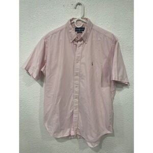 Ralph Lauren Pony Logo Mens Shirt L Pink Stripe Classic Cotton Embroidered